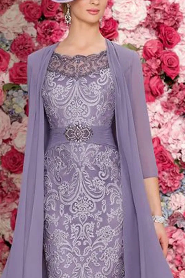 Elegant Lace Straight Skirt Ladies Dress Suit