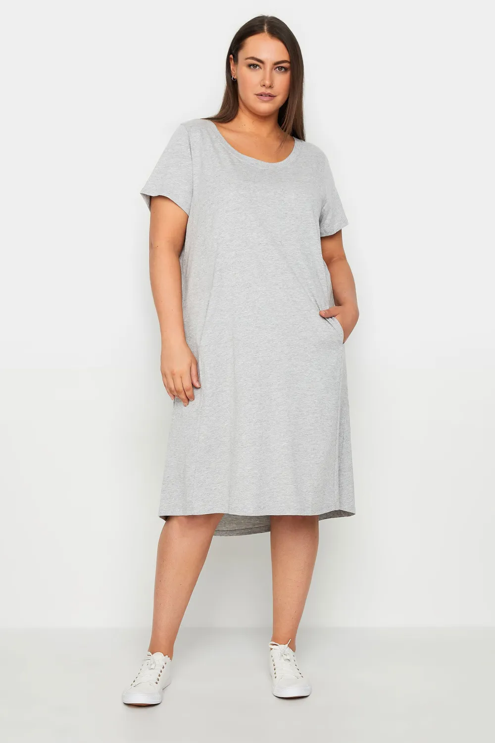 Evans Grey Pocket Detail T-Shirt Dress