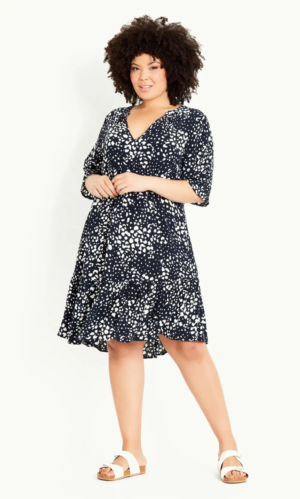Evans Black Animal Print Smock Dress