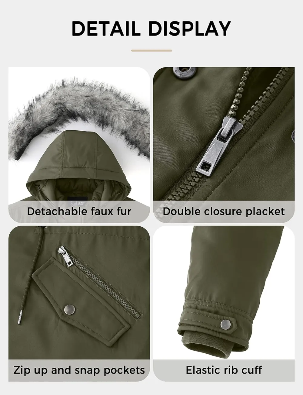 Women's Plus Size Winter Insulated Parka Coat with Faux Fur Hood