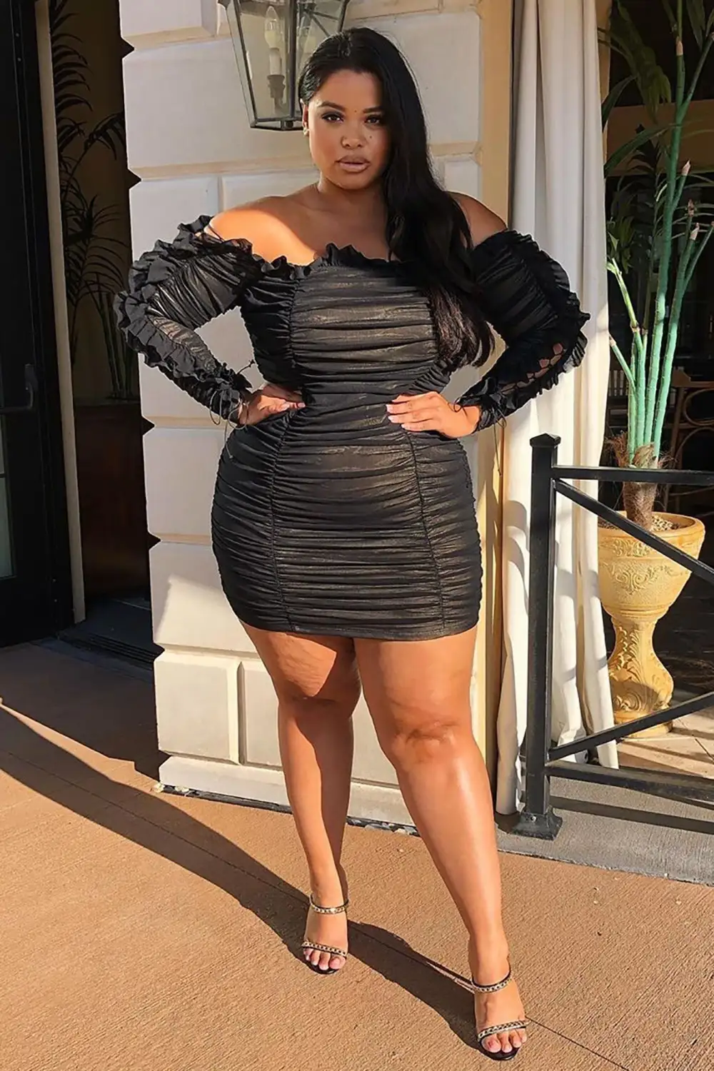 Sincerely Yours Ruched Mini Dress - Black/combo