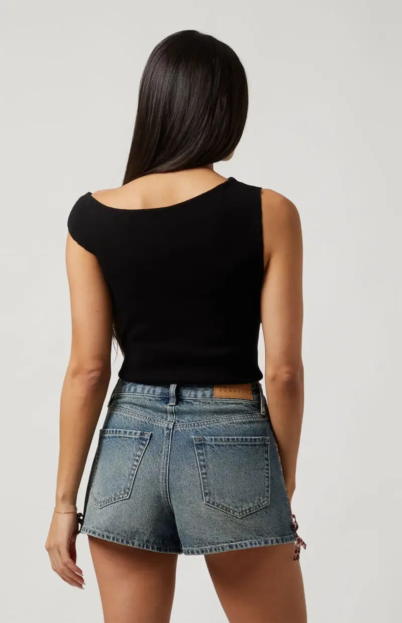 PacSun Cheetah Stripe High Waisted Denim Festival Shorts