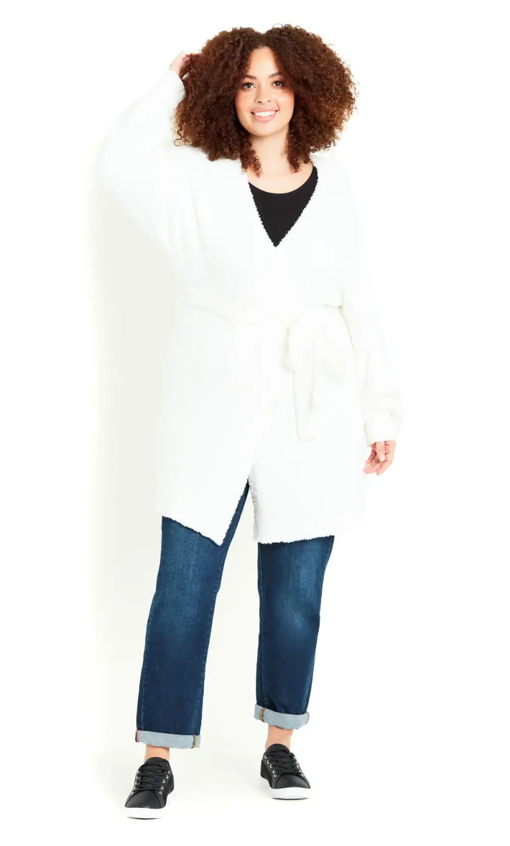 Evans Ivory Teddy Longline Cardigan