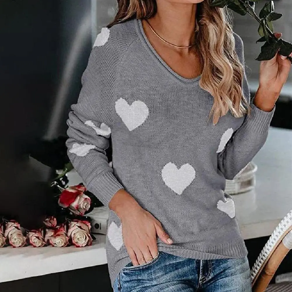 Grey Print Long Sleeve Sweater