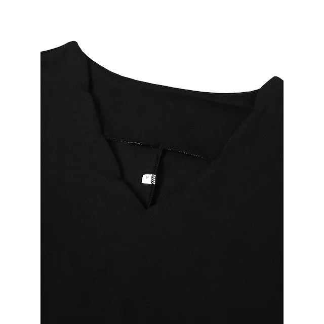 Women‘s Semi Formal Party Dress Black Dress Sheath Dress Long Sleeve Pure Color Lace Winter Fall Autumn V Neck Modern Winter Dress Fall Dress 2023 S M L XL 2XL 3XL