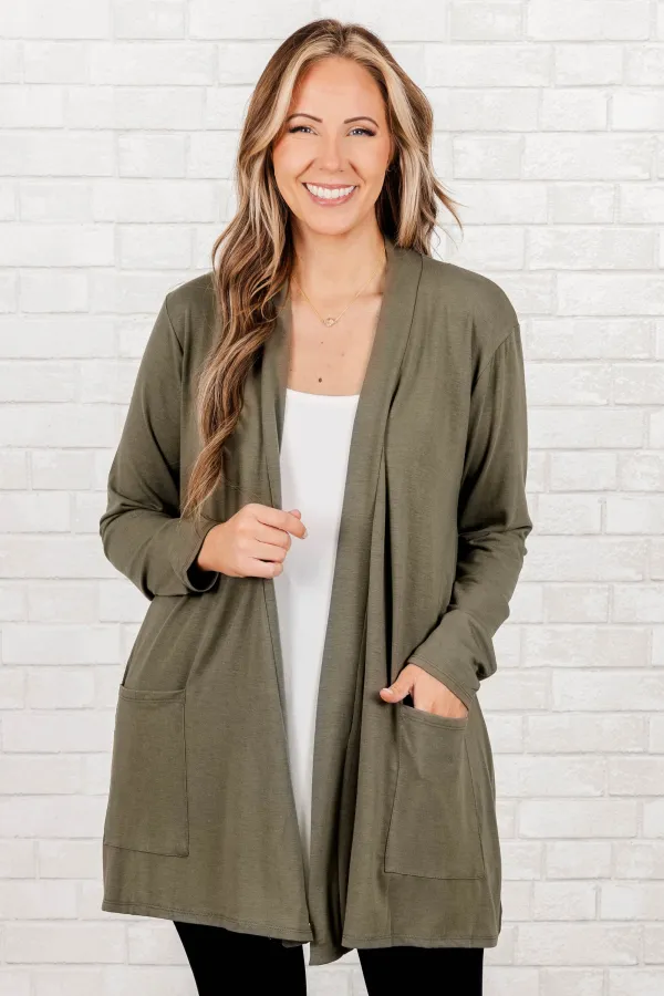 Kindness And Compassion Cardigan, Light Olive