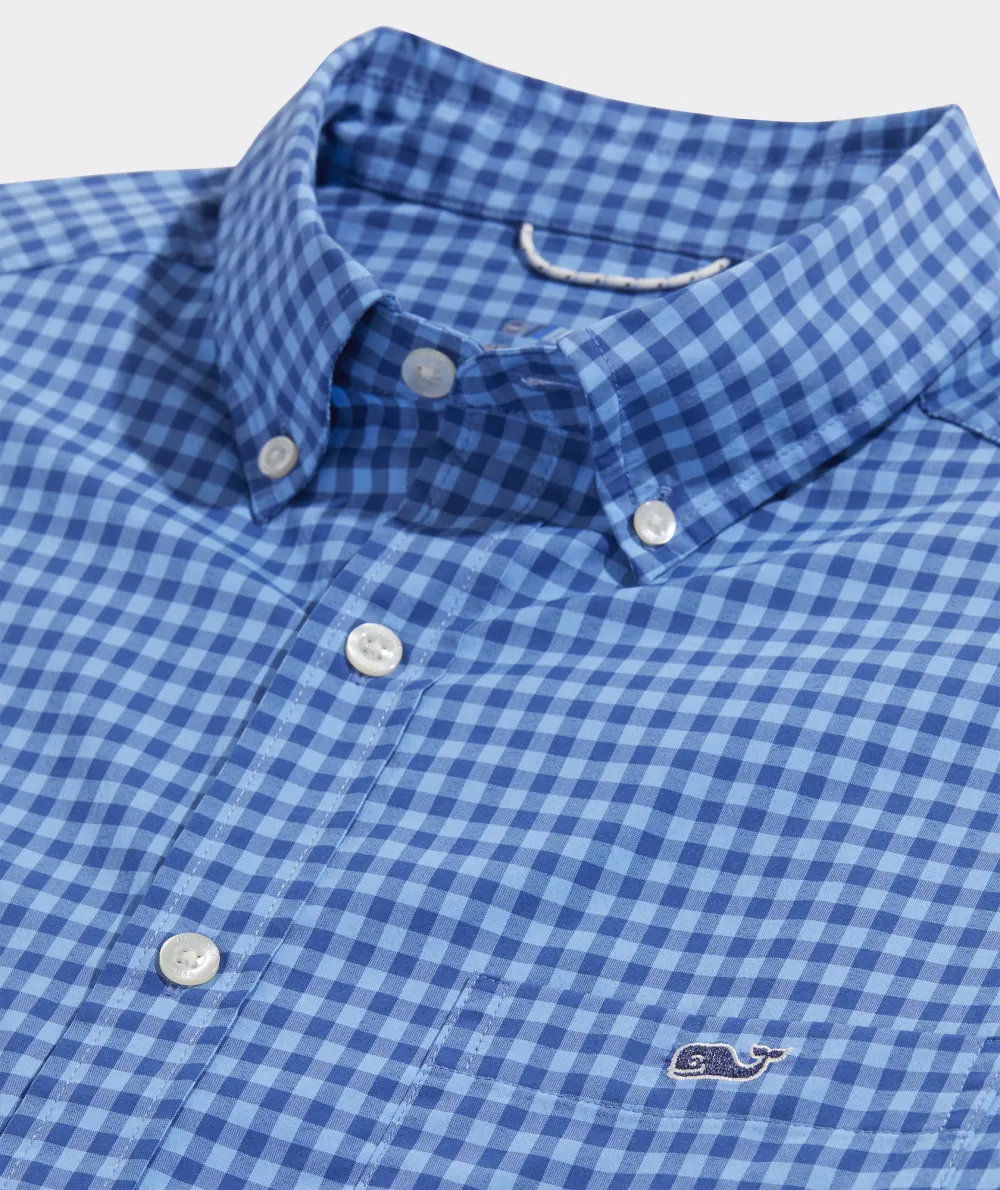 On-The-Go Nylon Short-Sleeve Gingham Shirt