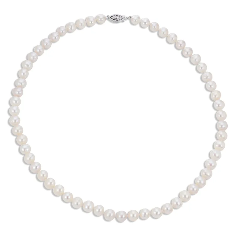 Cultured Pearl Set Necklace, Bracelet & Earrings Sterling Silver