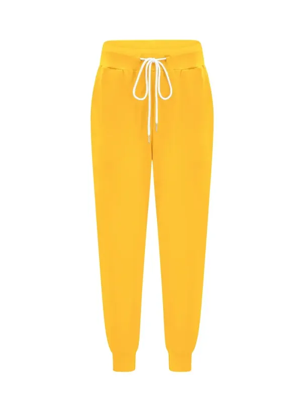 Solid Drawstring Waist Jogger Pants, Casual Sporty Slant Pocket Pants, Women's Clothing
