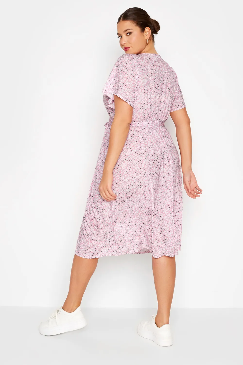 YOURS Curve Blue Ditsy Floral Print Wrap Dress