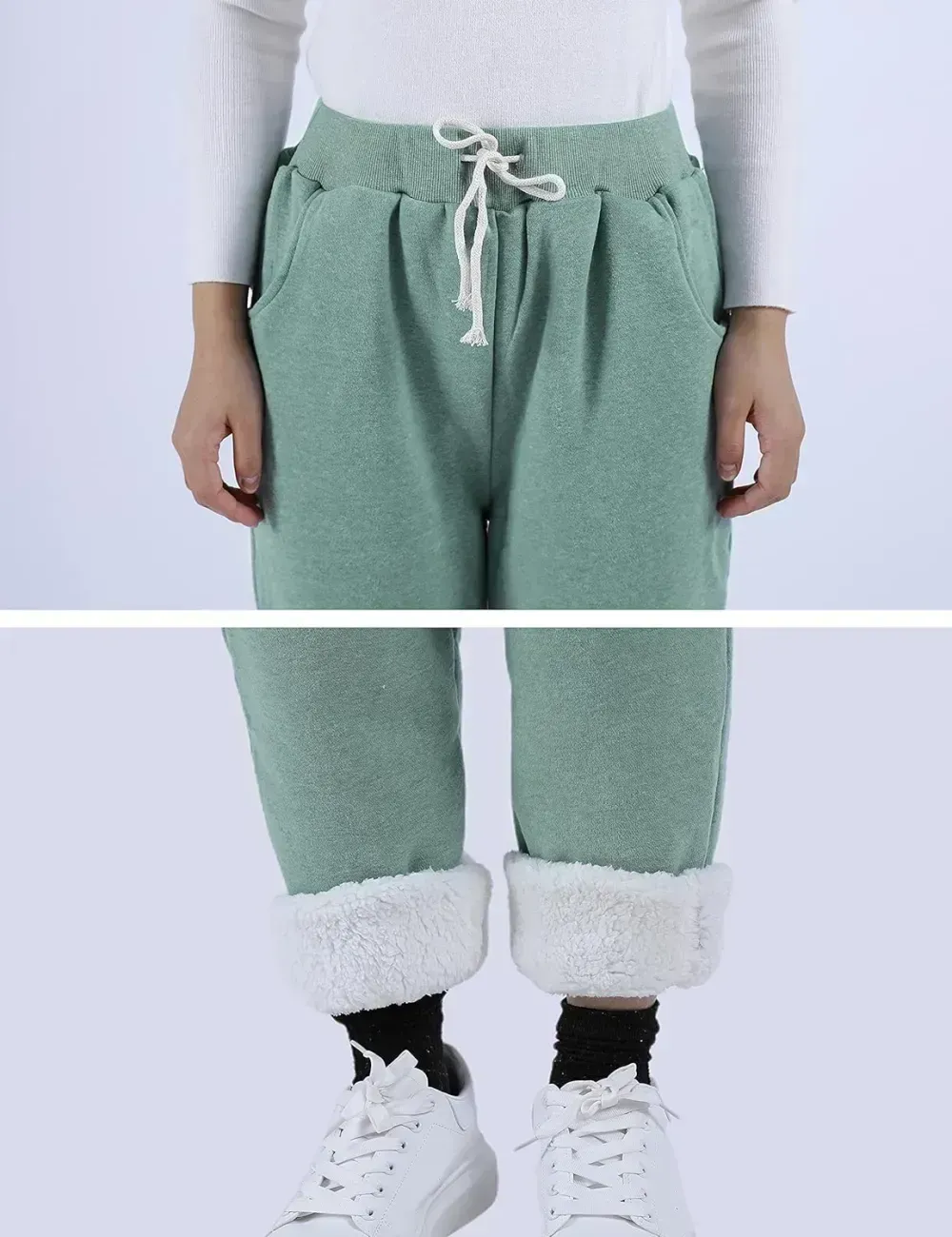 Women's Winter Warm Athletic Sweatpants Sherpa Lined Joggers Fleece Pants