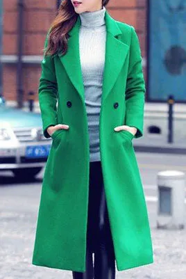 Lapel Double Button Long Coat