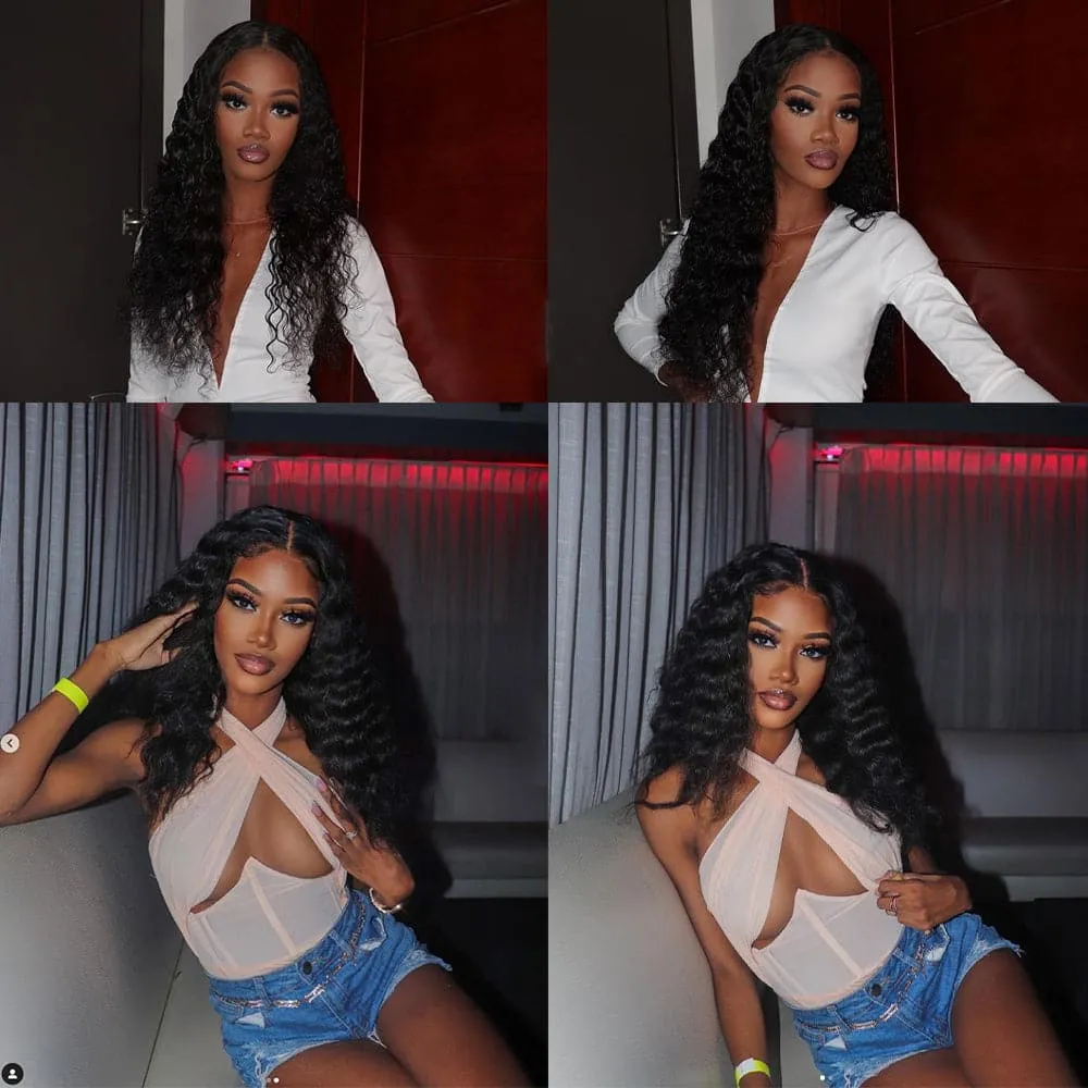 Sterly Hair 3 Bundles Deep Wave Bundles With 13×4 Lace Frontal