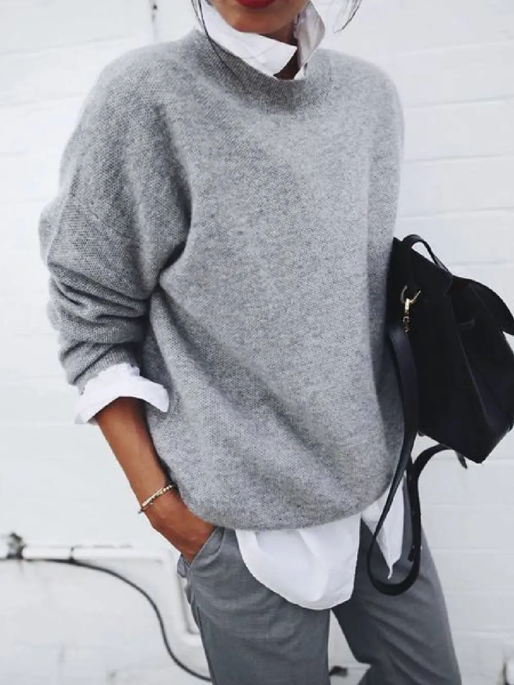 women's shirt collar long sleeve fake two piece sweater coat