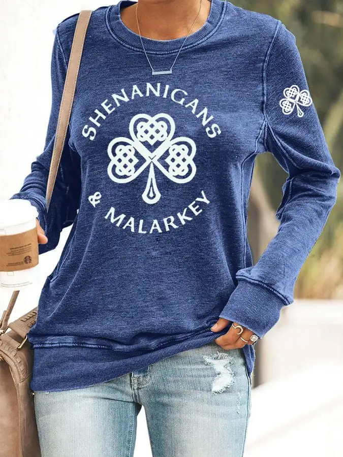 Women's St. Patrick's Day Shenanigans And Malarkey Print Sweatshirt