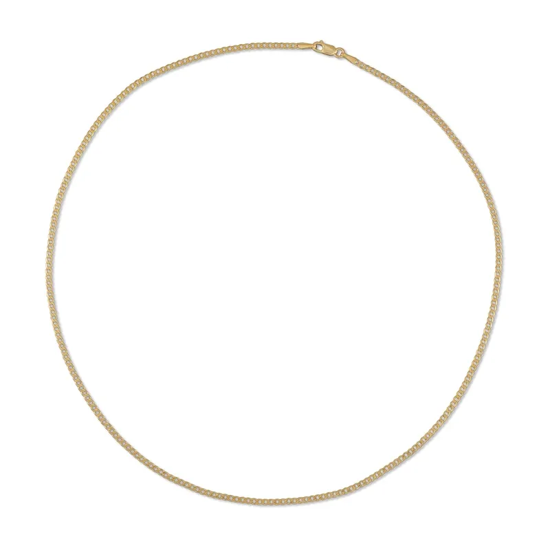 Solid Curb Chain Necklace 14K Yellow Gold 18