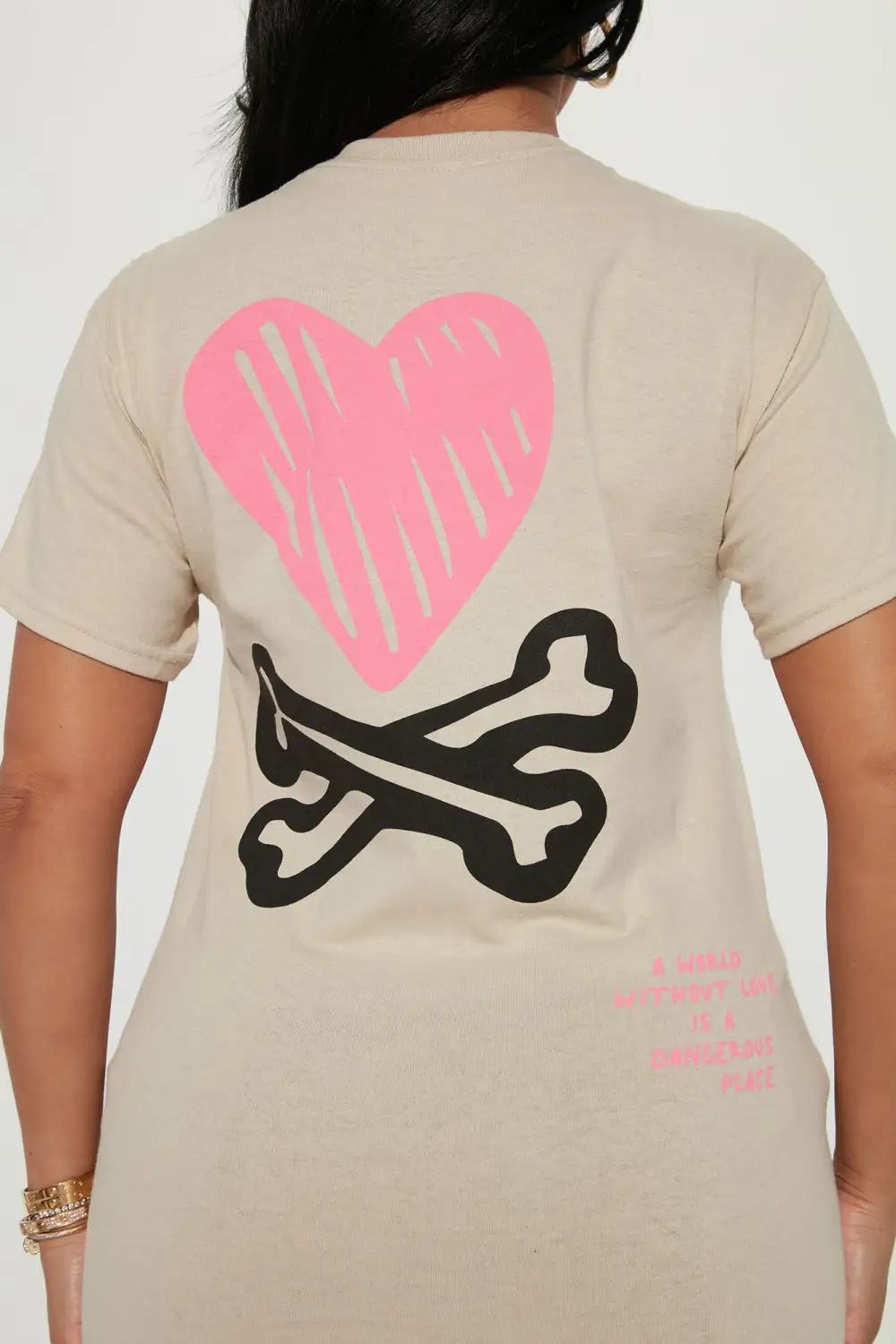 Beware Of Love Graphic Tee - Taupe