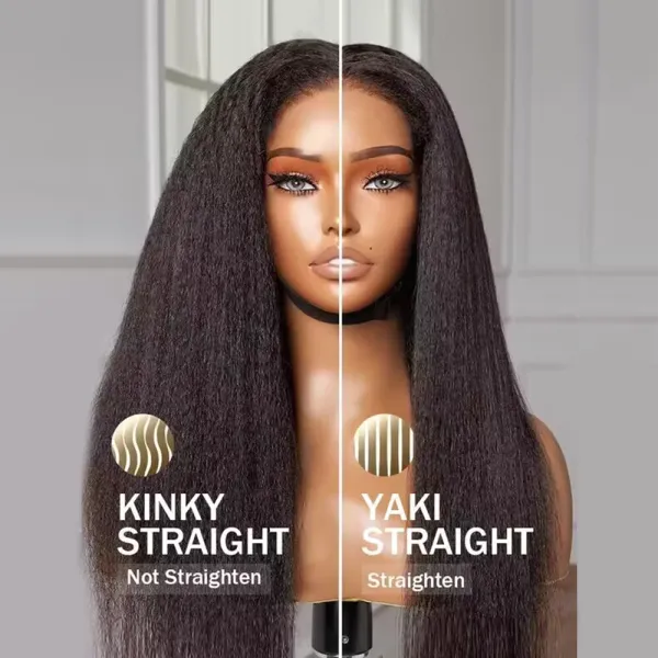 Sterly Hair Parting Max Glueless Wig Yaki Straight  / Kinky Straight Wigs Pre Plucked & Bleached Wear to Go