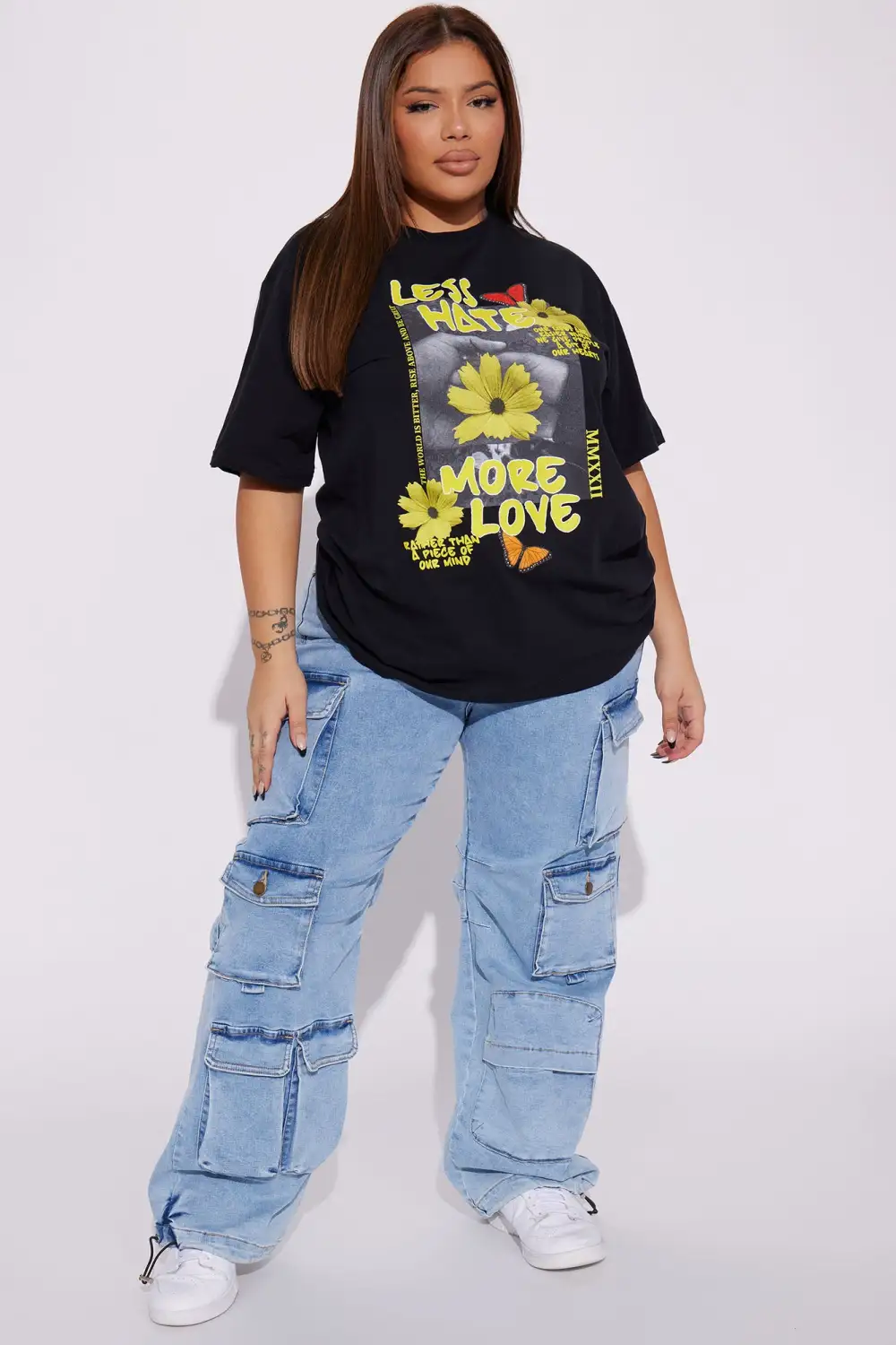 Less Haters More Love Graphic Tshirt - Black