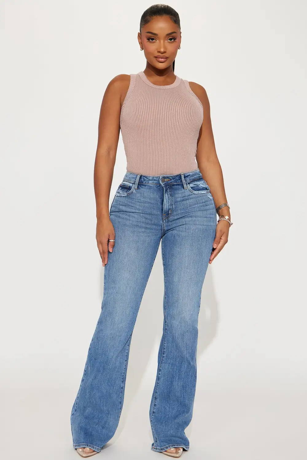 Not Amused Ribbed Bodysuit - Taupe