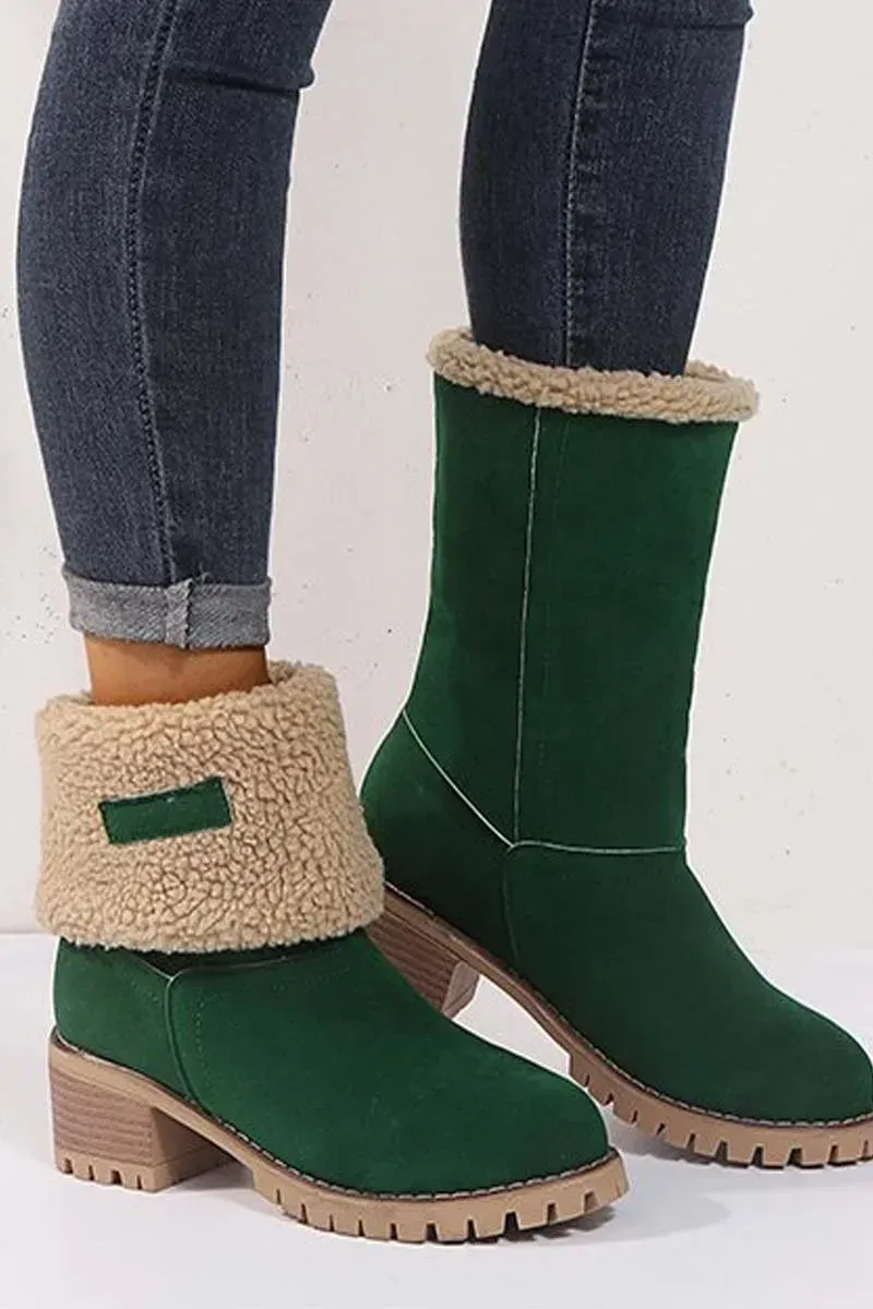 🔥Last Day Specials👢Women's thick heel high heel snow boots women's two-wear plus velvet warm mid-calf boots