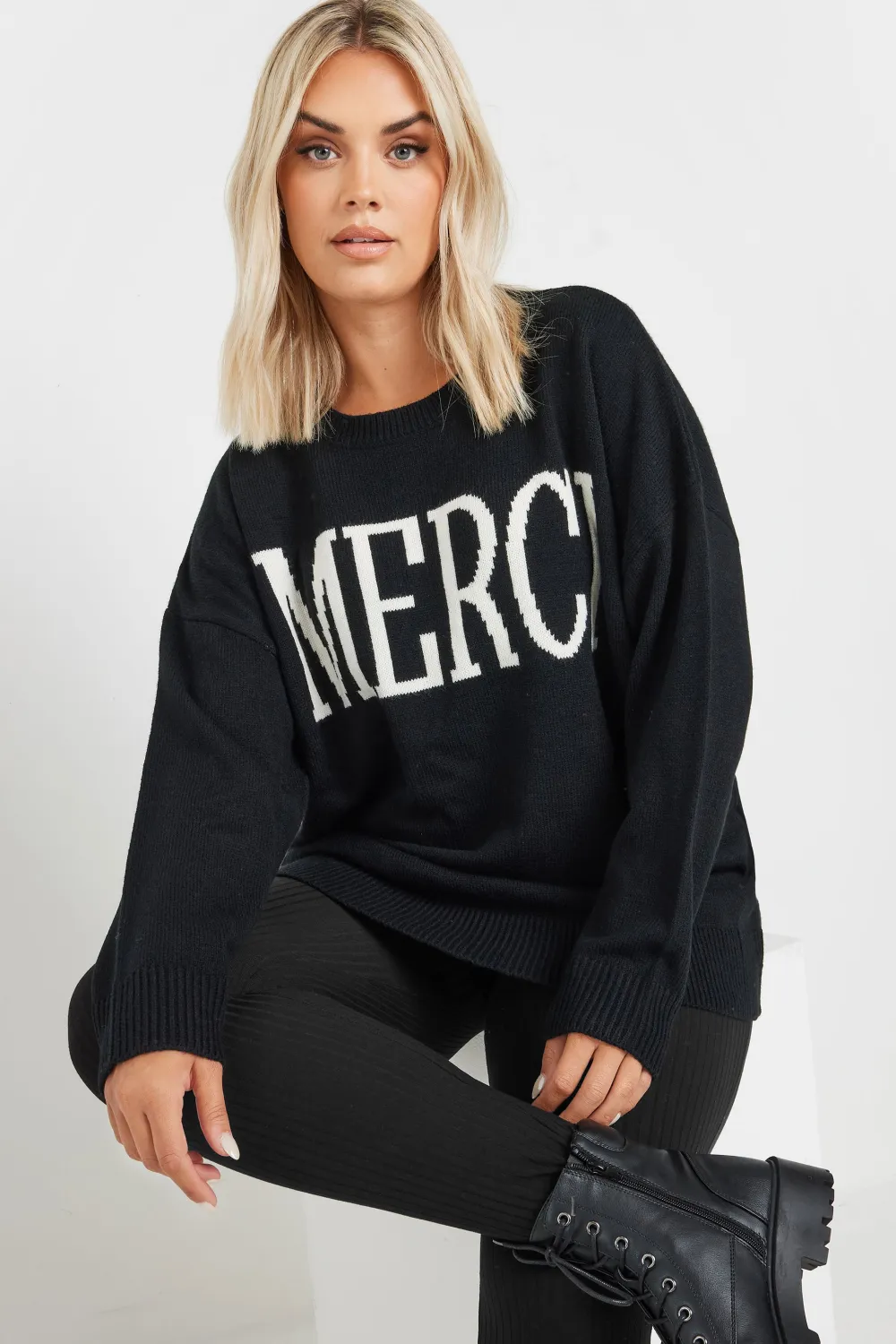 YOURS Curve Black Ribbed Leggings