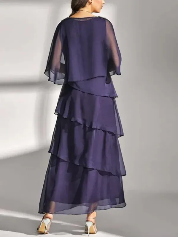 Mesh solid color maxi dress