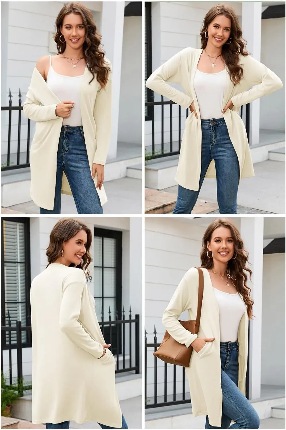 Women's Long Sleeve Lightweight Cardigan with Pockets Jacket