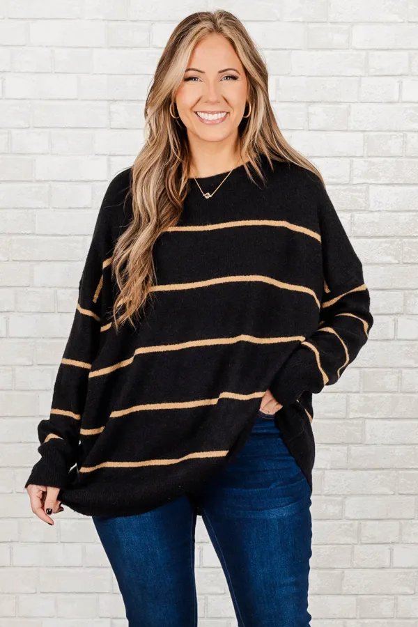 Slumber Party Sweater, Black-Brown