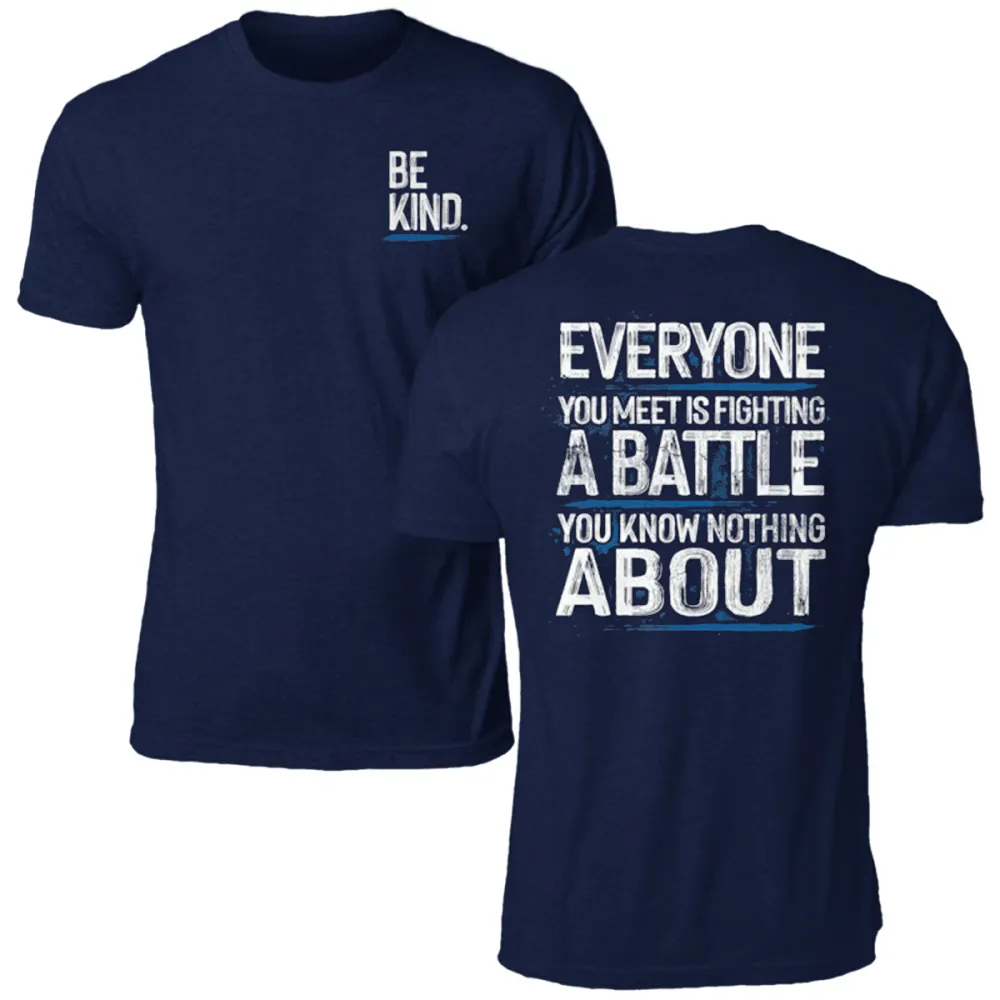 Men'S T-Shirt Alphabet Print Cotton Round Neck Short-Sleeved Top BE KIND Of Short-Sleeved