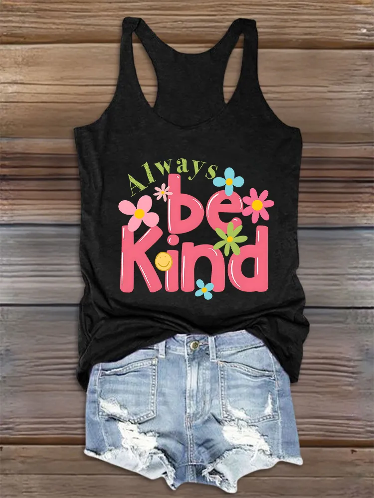 Women'S Round-Neck Sleeveless Vest Always Be Kind Prints