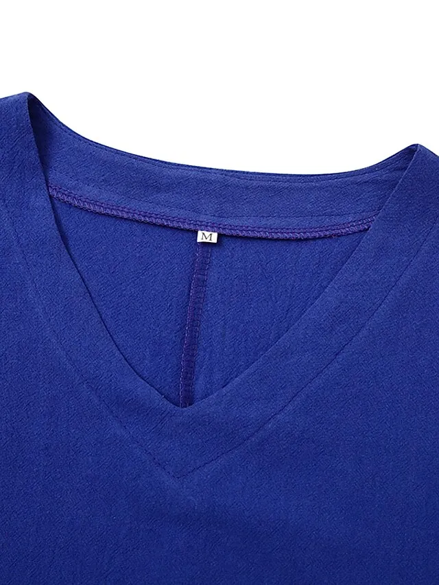 Women's Casual Dress Casual Dress Shift Dress Pure Color Pocket V Neck Midi Dress Basic Daily Vacation Short Sleeve Loose Fit Black Yellow Light Green Summer Spring S M L XL XXL