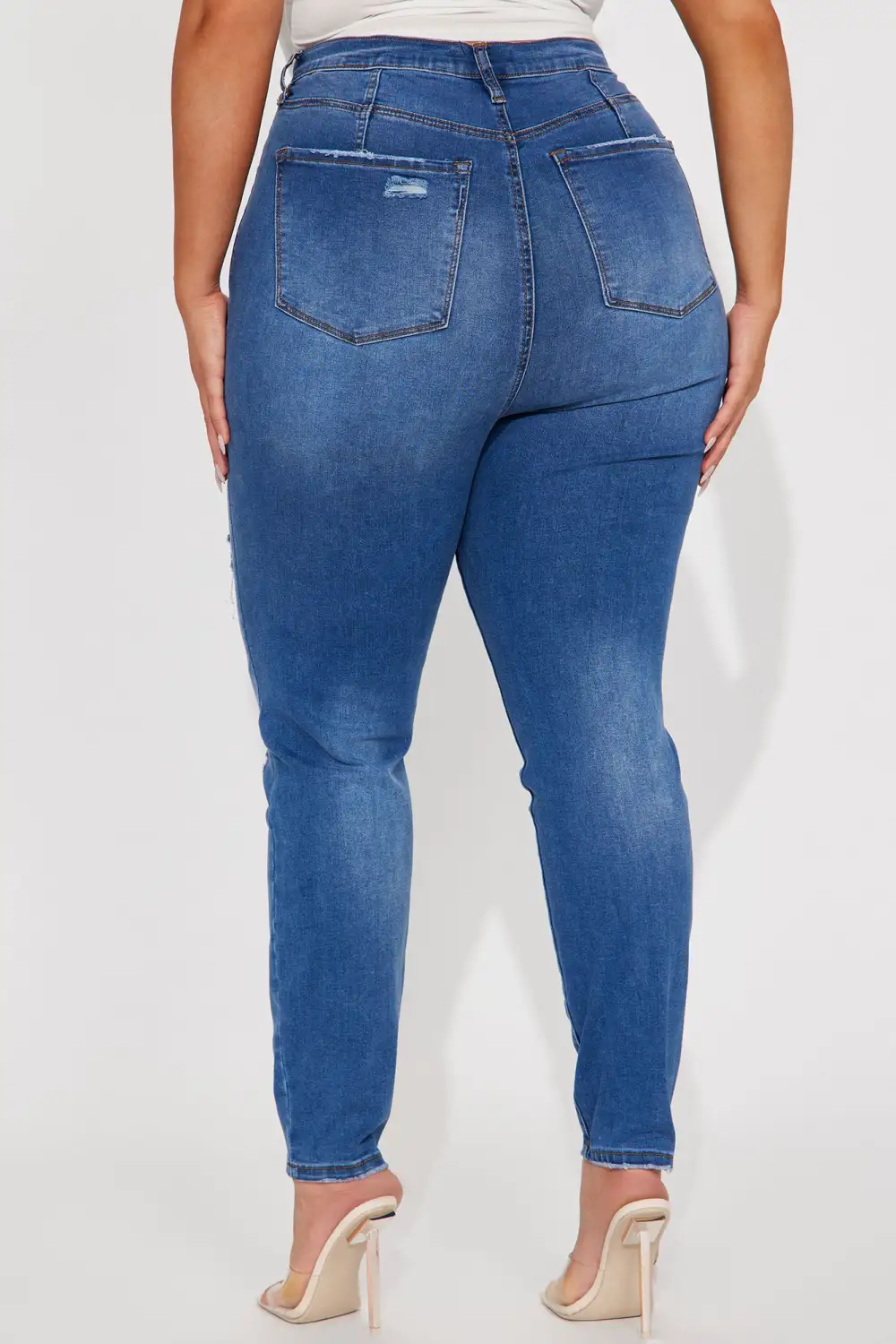 Classic Curvy Ripped Skinny Jeans - Medium Wash