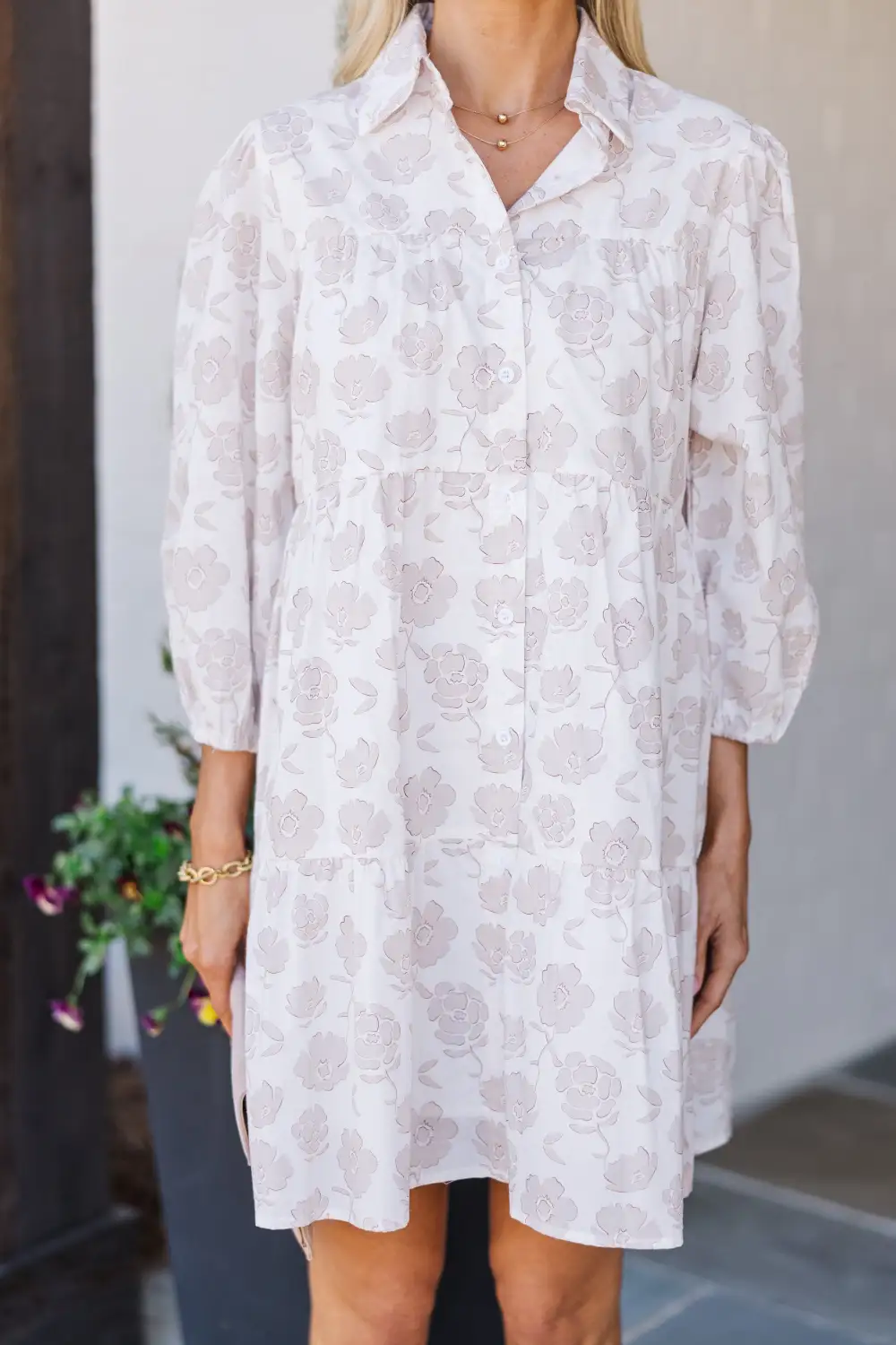 On Your Way Off White Floral Babydoll Dress