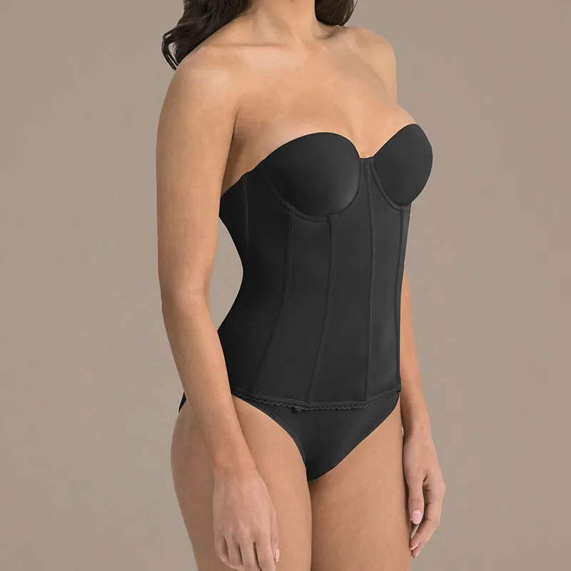 low back strapless torsolette