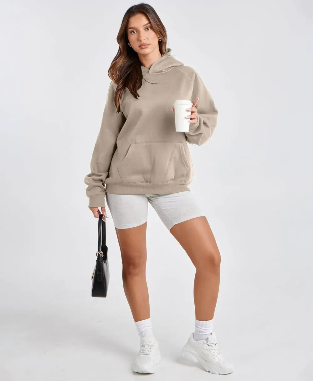 Womens Camo Hoodies Maple Leaf Print Oversized Hooded Sweatshirt Fleece Pullover Sweatshirts Long Sleeve with Pocket