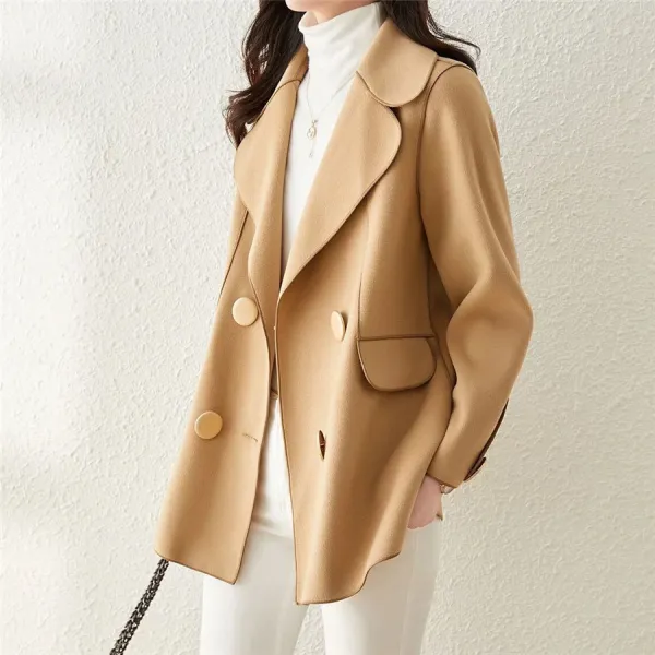 Double Breasted Solid Color Casual Coat