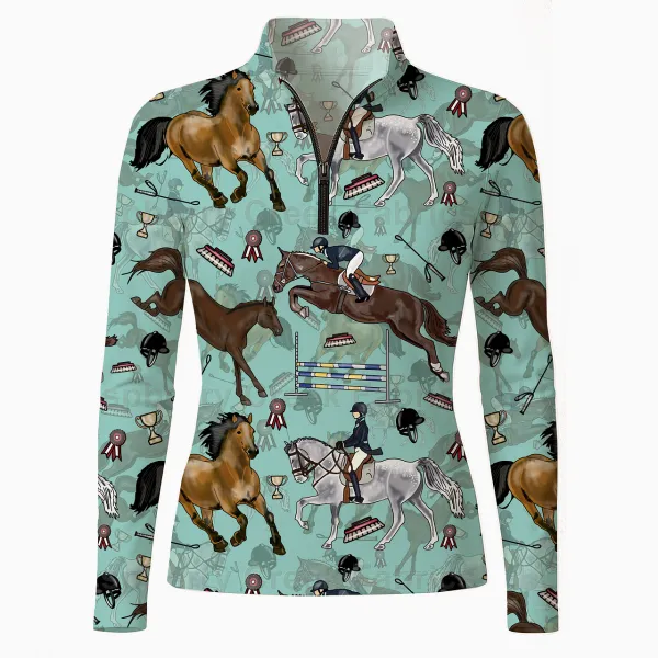 Women's Equipment Design Equestrian Long Sleeve Casual Shirt