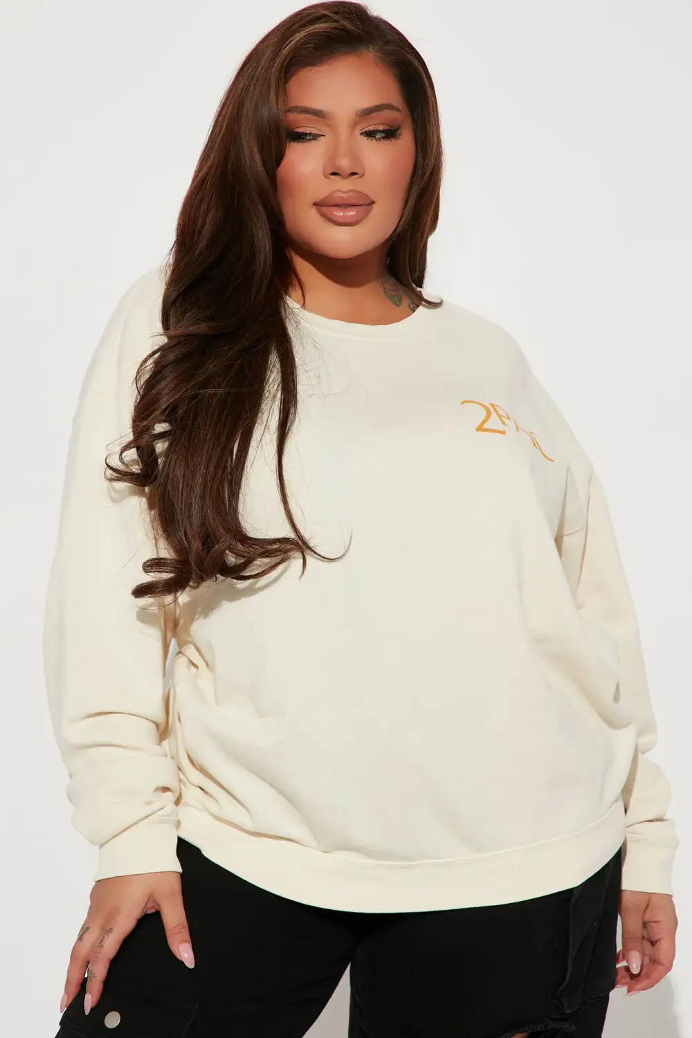 End Of Time Washed Crew Neck Sweatshirt - Cream