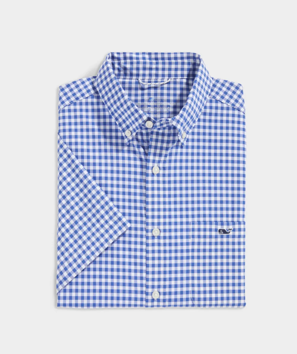 On-The-Go Nylon Short-Sleeve Gingham Shirt