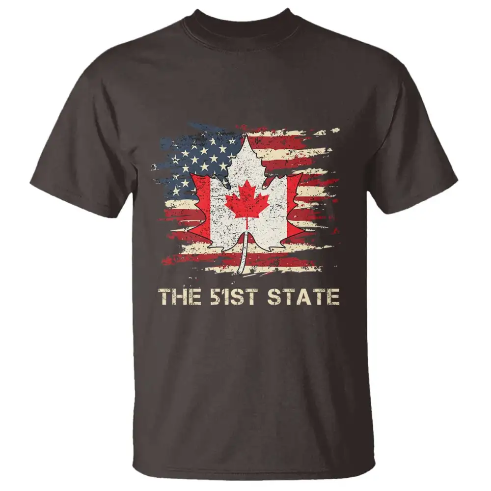 Canada The 51st State T Shirt Canadian Maple American Flag TS09