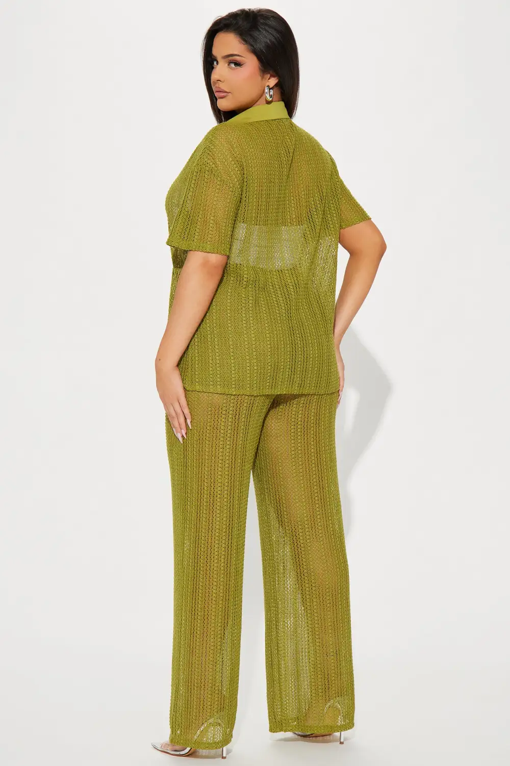 In My Vacay Era Crochet Pant Set - Green
