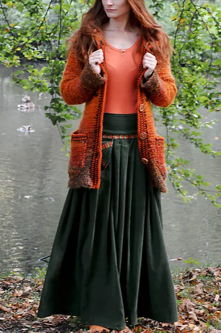 Women Long Sleeve Plus Size Orange Amber Outwear