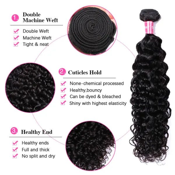 Sterly Hair Water Wave 3 Bundles Virgin Human Hair With 13×4 Ear to Ear Lace Frontal