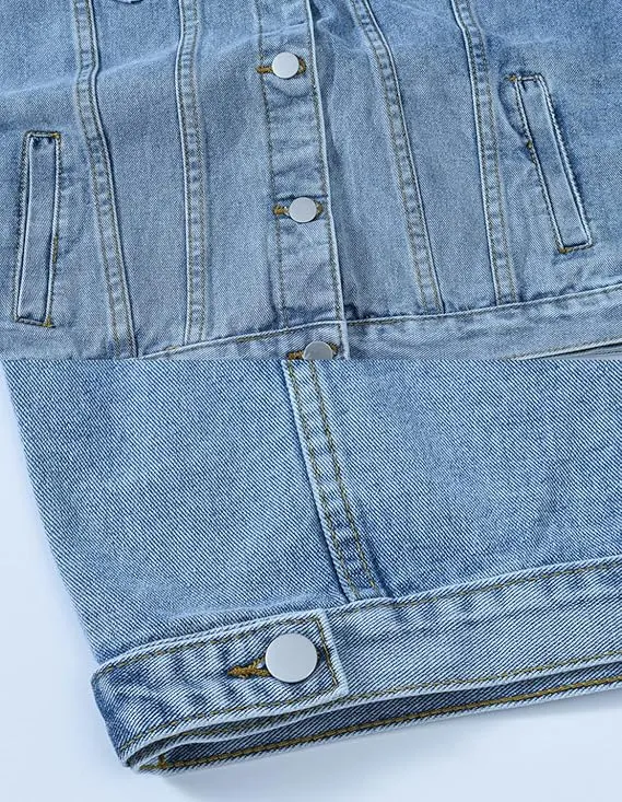 Women's Solid Color Button Denim Jacket