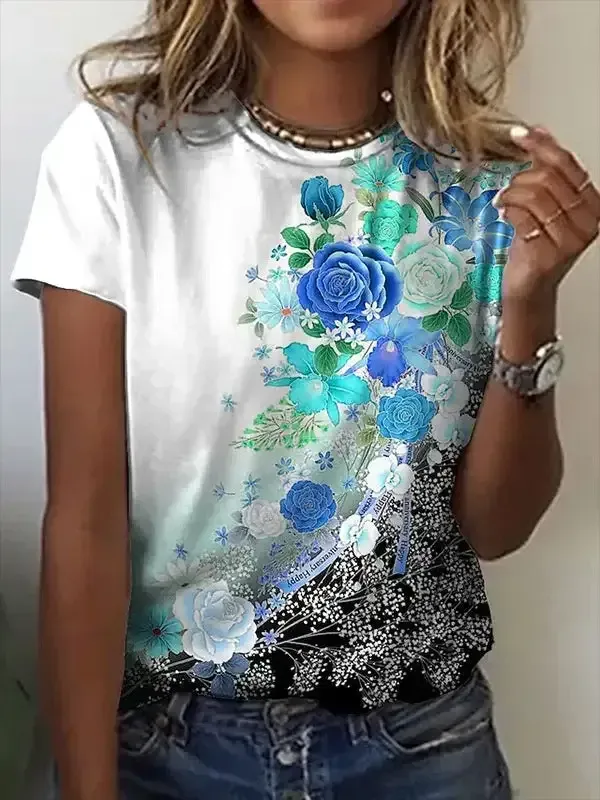 Printed Short Sleeve T-shirt Top