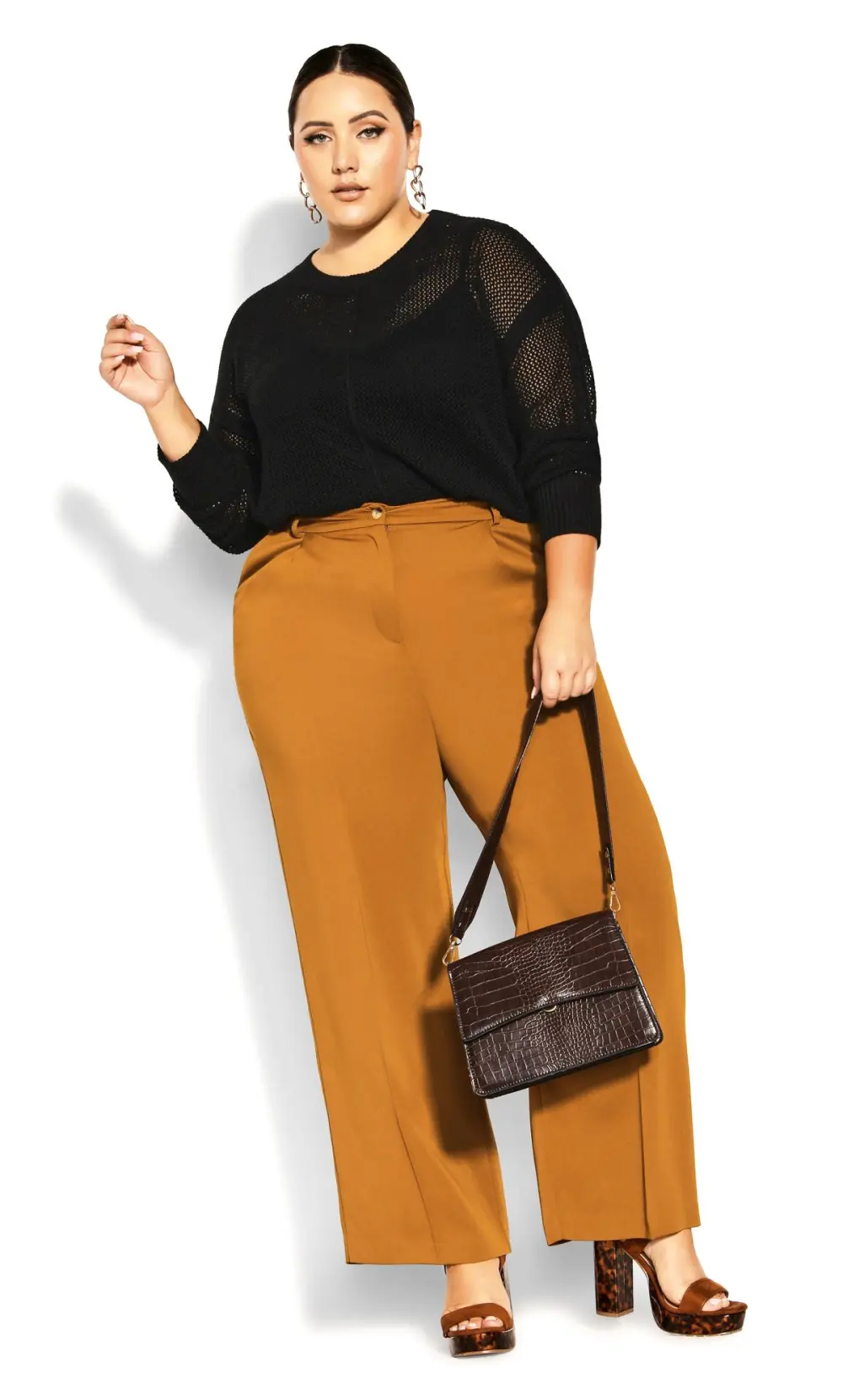 Evans Black Open Knit Jumper