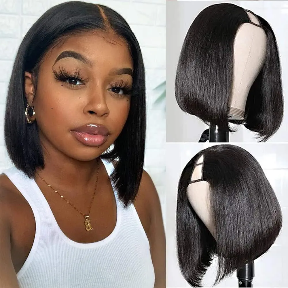 Sterly V Part Straight Bob Wig No Leave Out Thin Part Wig No Sew in Beginner Friendly