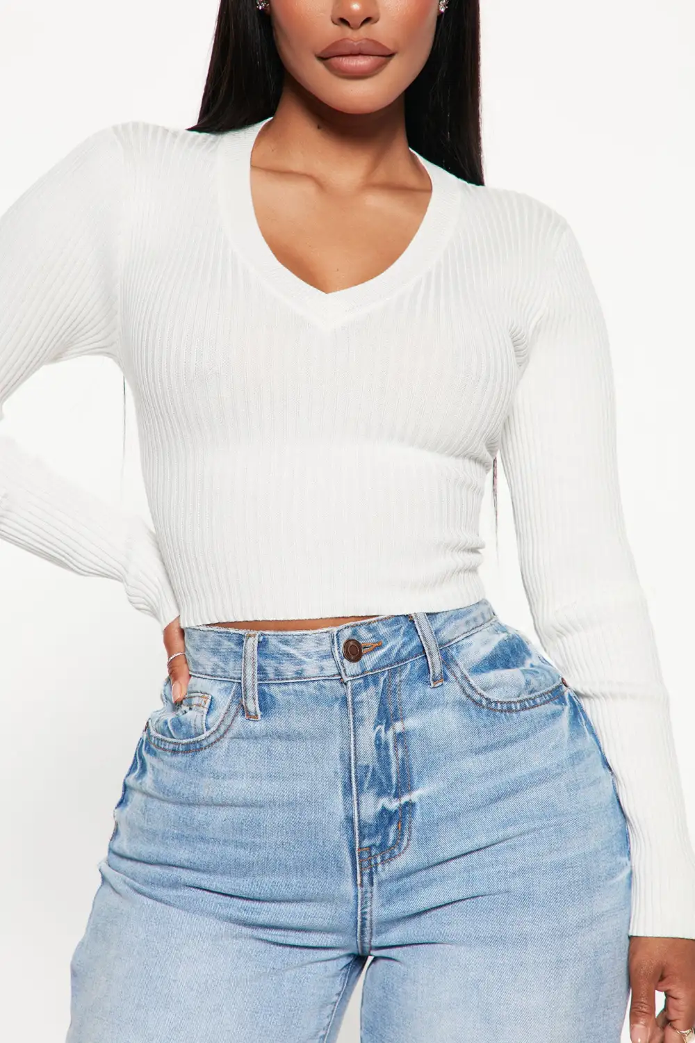 Sheila Ribbed Crop Sweater - Ivory