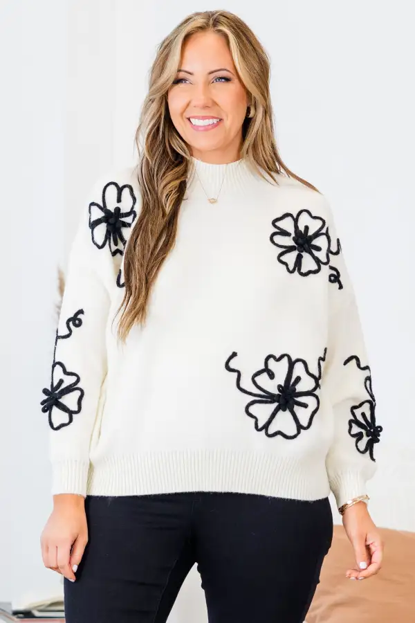 Flowering After Frost Sweater, Cream